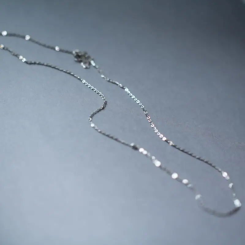 Gold Necklace Chain 14K Solid White Gold Minimal Simple Style