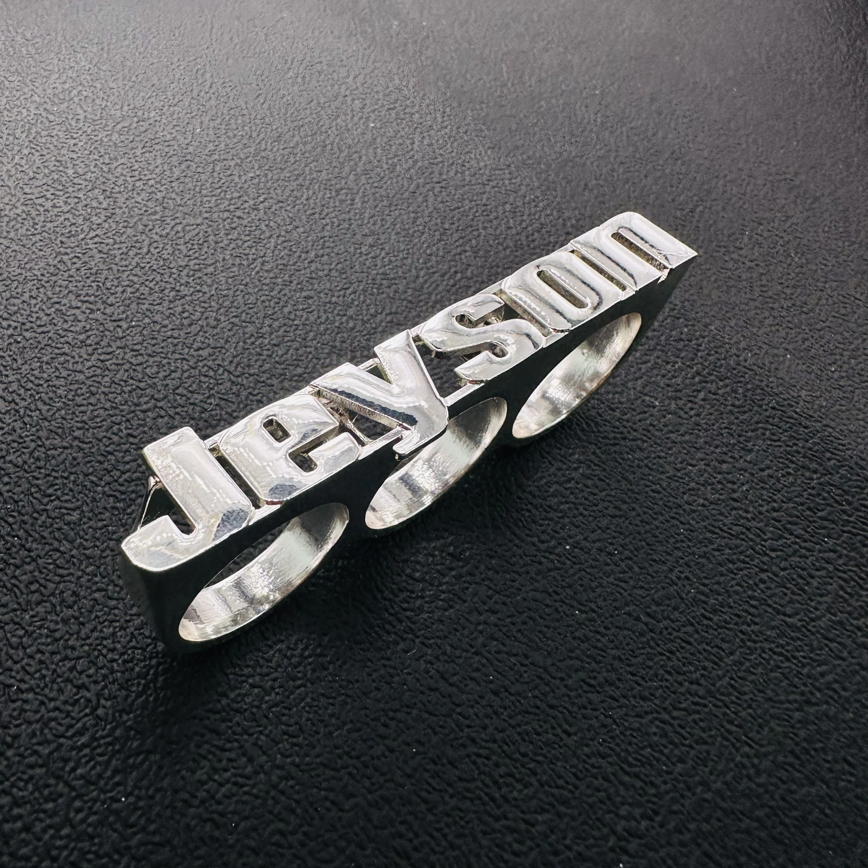 Stainless Steel Three Finger Ring Custom Name Rings