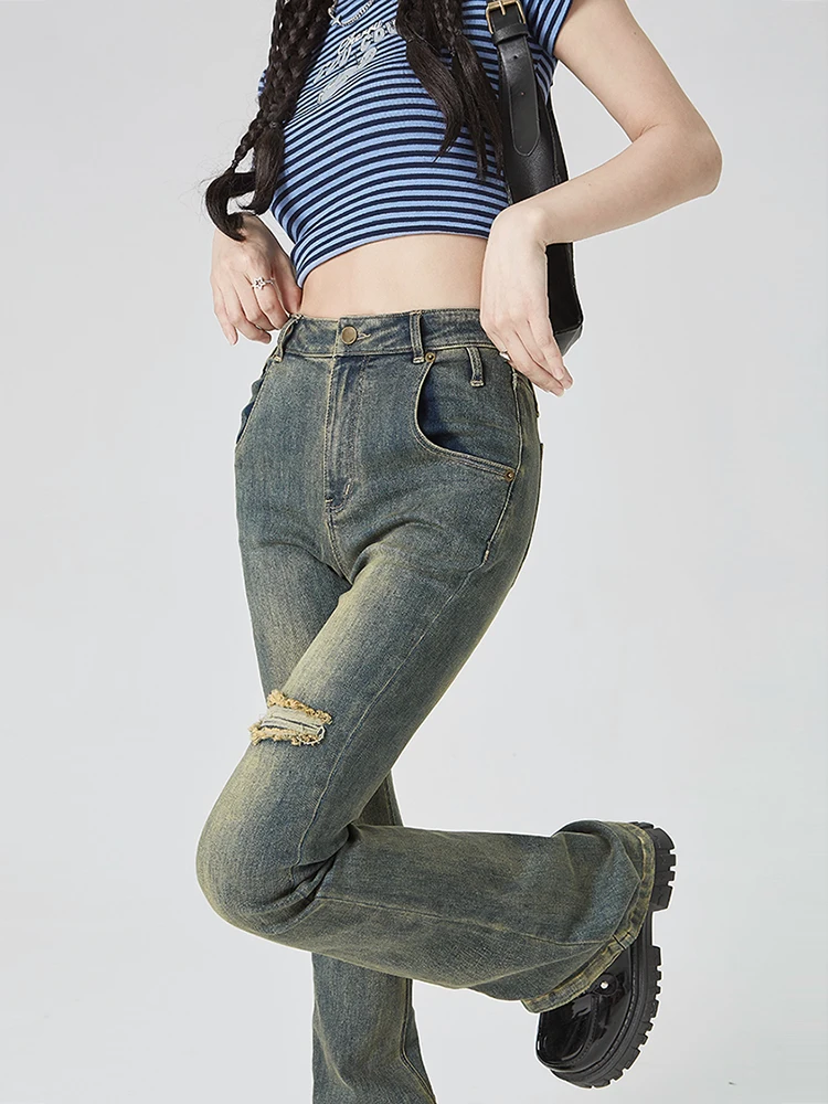 

2023 New Streetwear Jeans For Women Bottoms Slim Flare Pants Harajuku Trousers Pantalones De Mesclilla Para Mujer