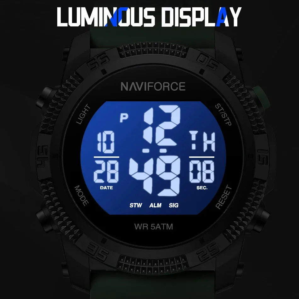 NAVIFORCE NF7104 Men's Fashion Silicone Strap Digital Sport Watch