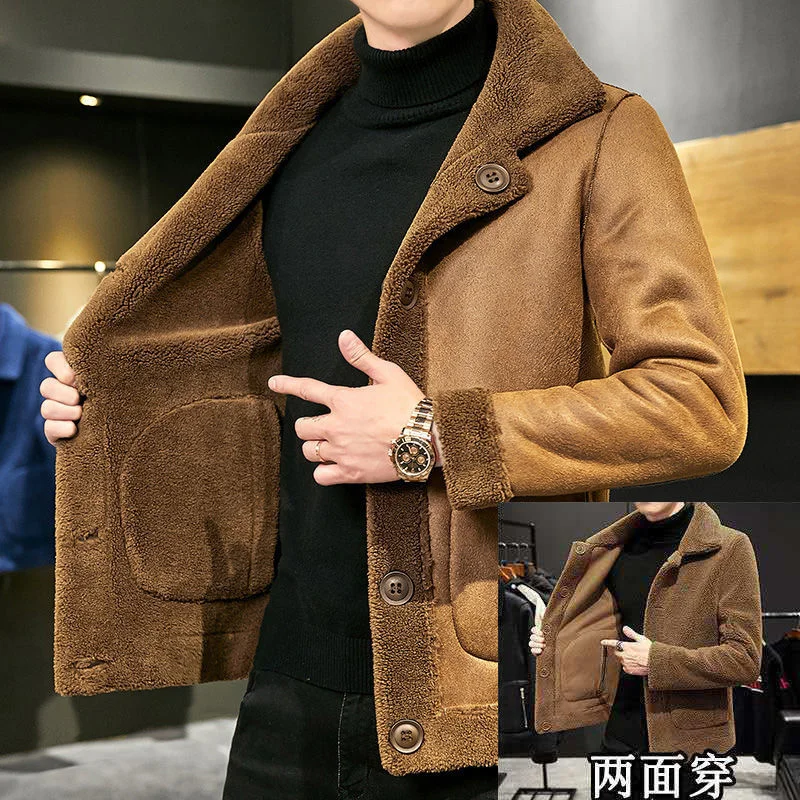 

High Quality Korean Style Men Cashmere Coats Winter Thick Jackets Warm