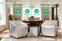 Weather - Resistant Outdoor Furniture Covers Set - Durable and UV Protective - 220x220x85CM (Silvery)