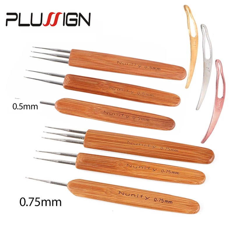 1Pcs/Lot Dreadlocks Crochet Natural Bamboo 1 Hook 2 Hooks 3 Hooks One Head 0.5Mm 0.75Mm Sisterlocks Needle Hair Weaving Tool crochet hooks