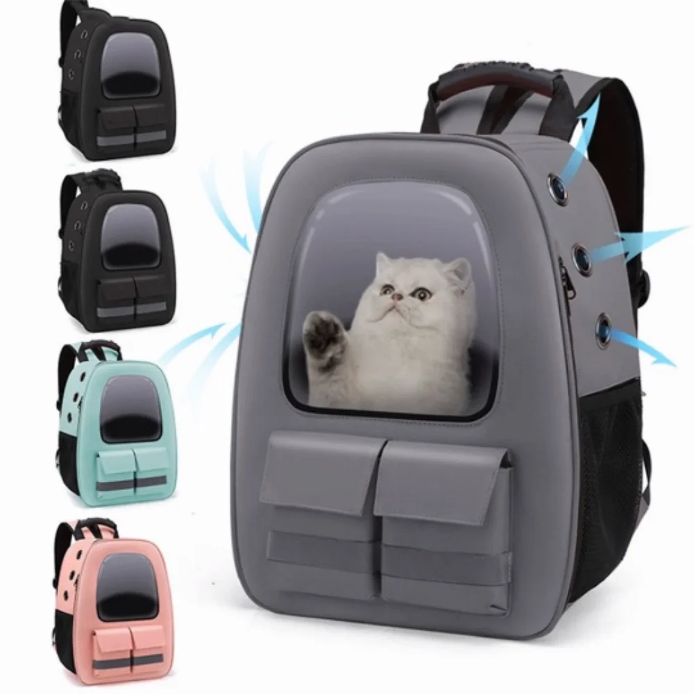 

Pet Cat Backpack Cat Carrying Bag Outdoor Pet Shoulder Bag Breathable Portable Travel Transparent Window Bag For Small Dogs Cats