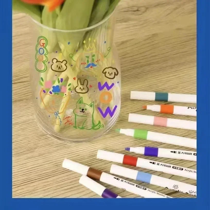 Acrylic Markers Set - 12-60 Colors Soft Tip Pens for Painting on Wood Fabric Ceramic and Glass