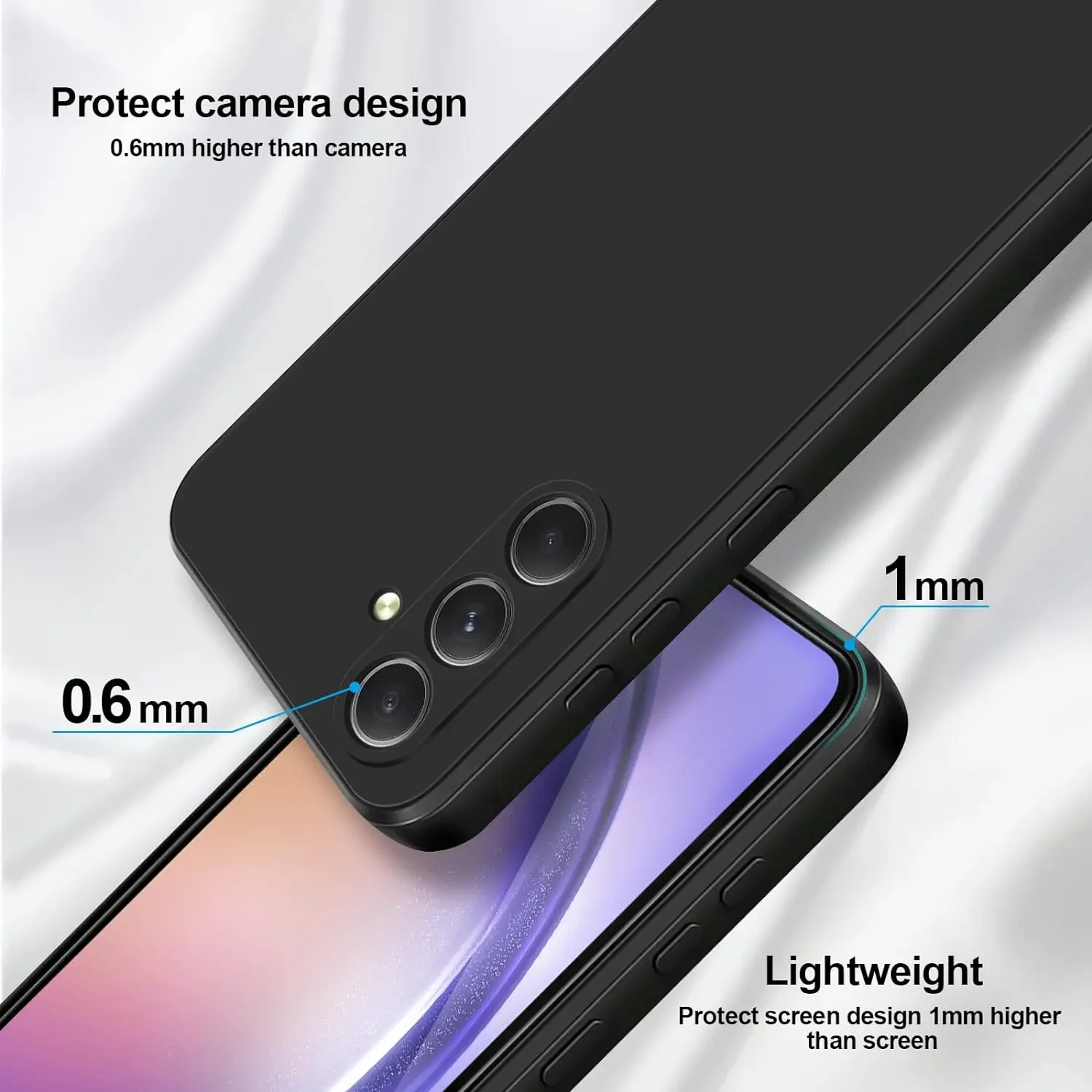 Elegant Black Silicone Square Case - Luxury Soft Slim Flexible Cover