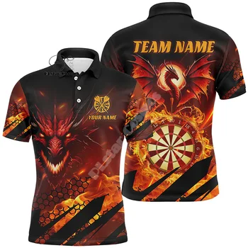 Nome personalizzato freccette Camo Vintage Flame Graffiti Tattoo Multicolor 3dprint Harajuku Summer Funny maniche corte Polo Jersey Shirts C