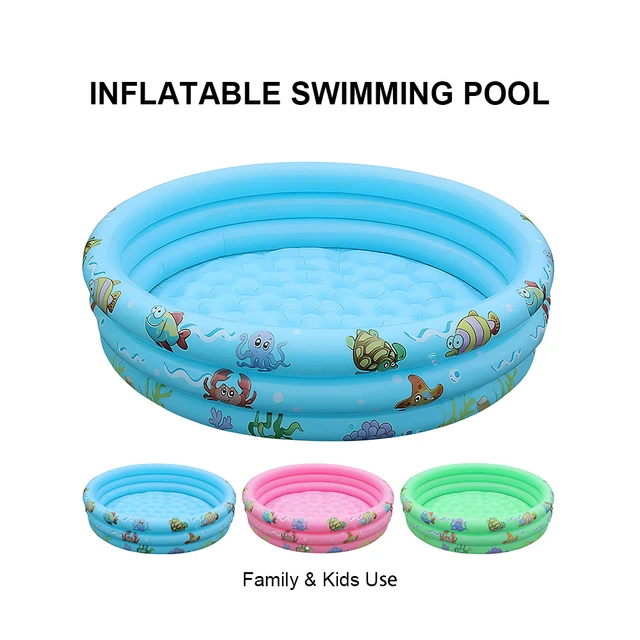 Piscine gonflable ronde arc-en-ciel 3 couleurs, design à 3 couches de chambre à air, portable, pour jardin extérieur, jeux aquatiques pour enfants 1