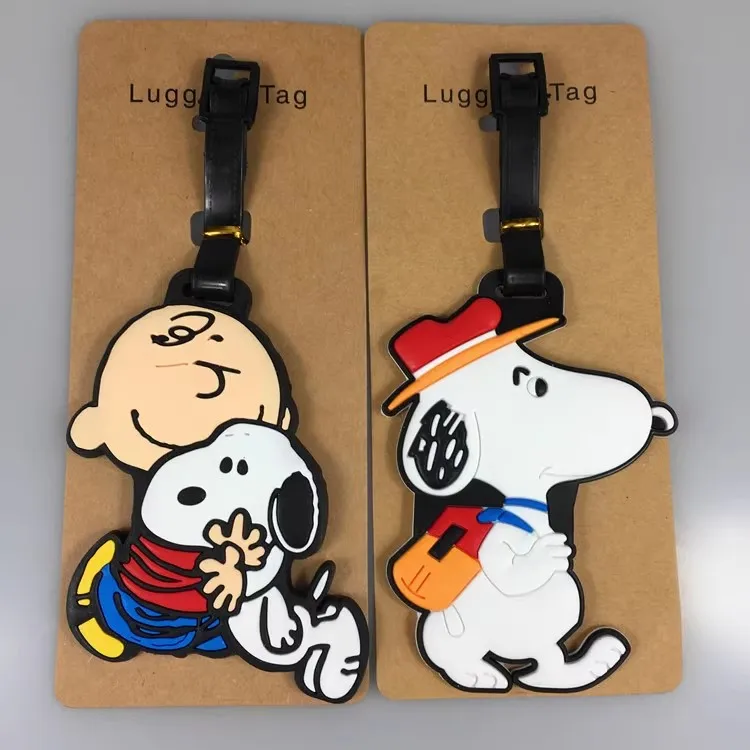 

Snoopy Dog Travel Accessories Luggage Tag Silica Gel Suitcase ID Address Holder Baggage Boarding Tag Portable Label
