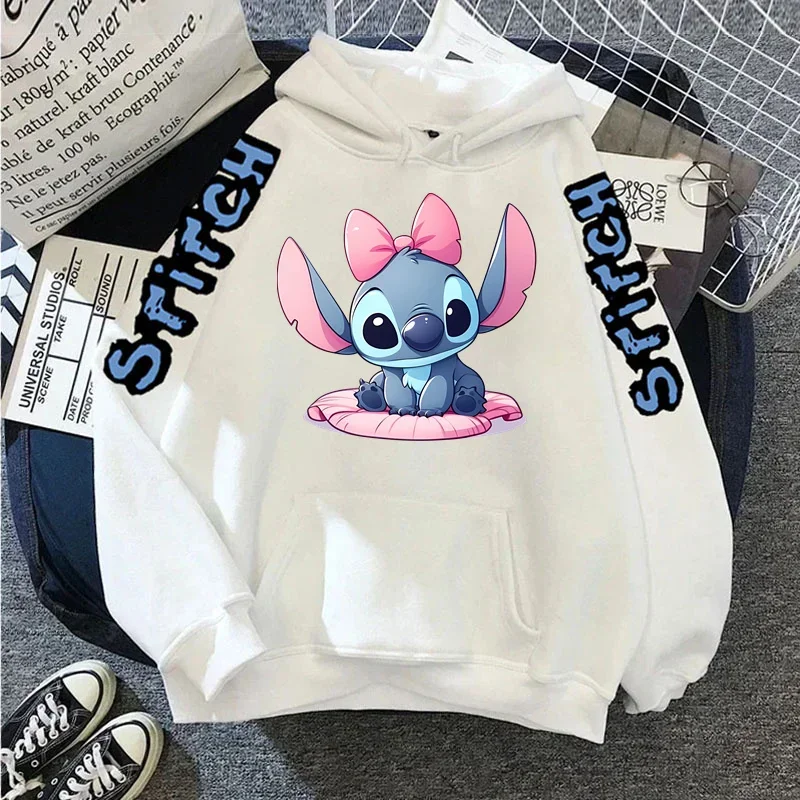 Disney Hoodies Kawaii Ohana Lilo Stitch Sweatshirts Men Women Gothic Cartoon Manga Pullover Boys Girls Teenager Autumn Winter