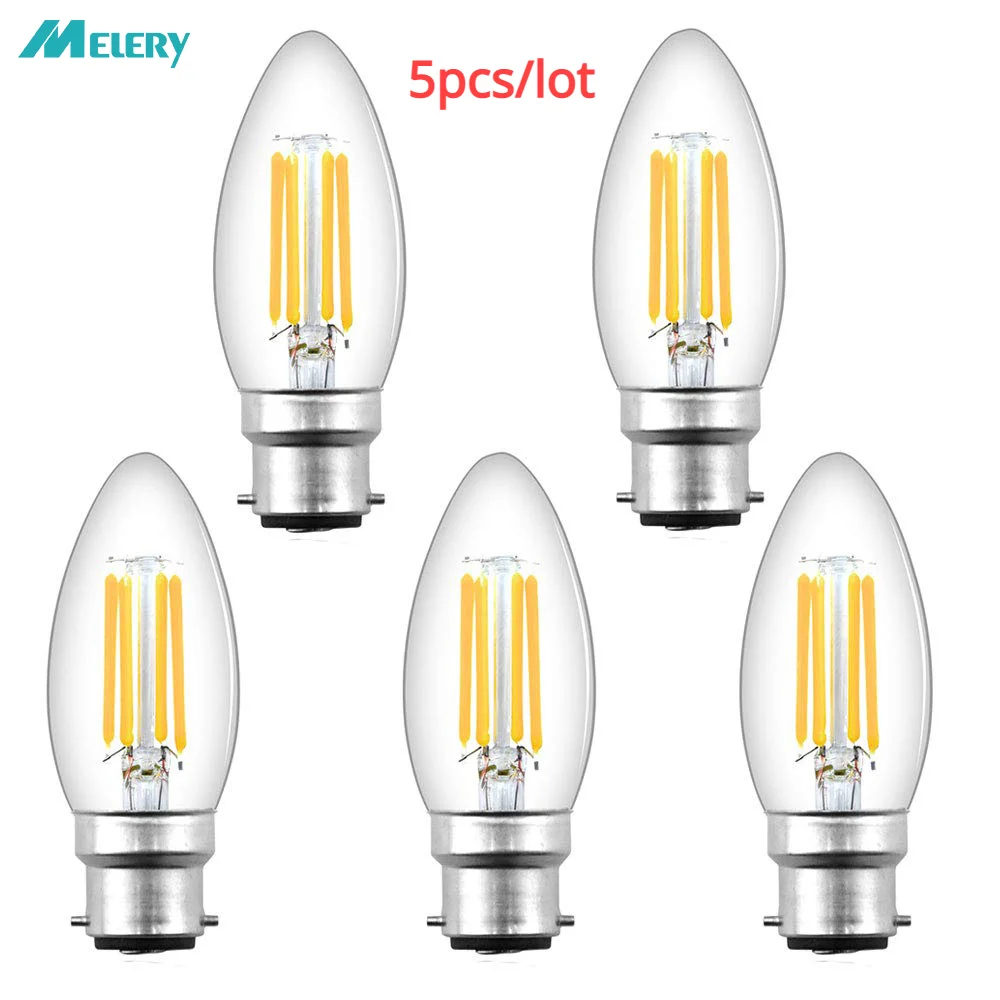 

B22 LED Candle Filament Led Light Bulb 4W C35 Dimmable Bayonet Vintage Edison Warm White 2700K Cold 6500K Equal 40W Incandescent