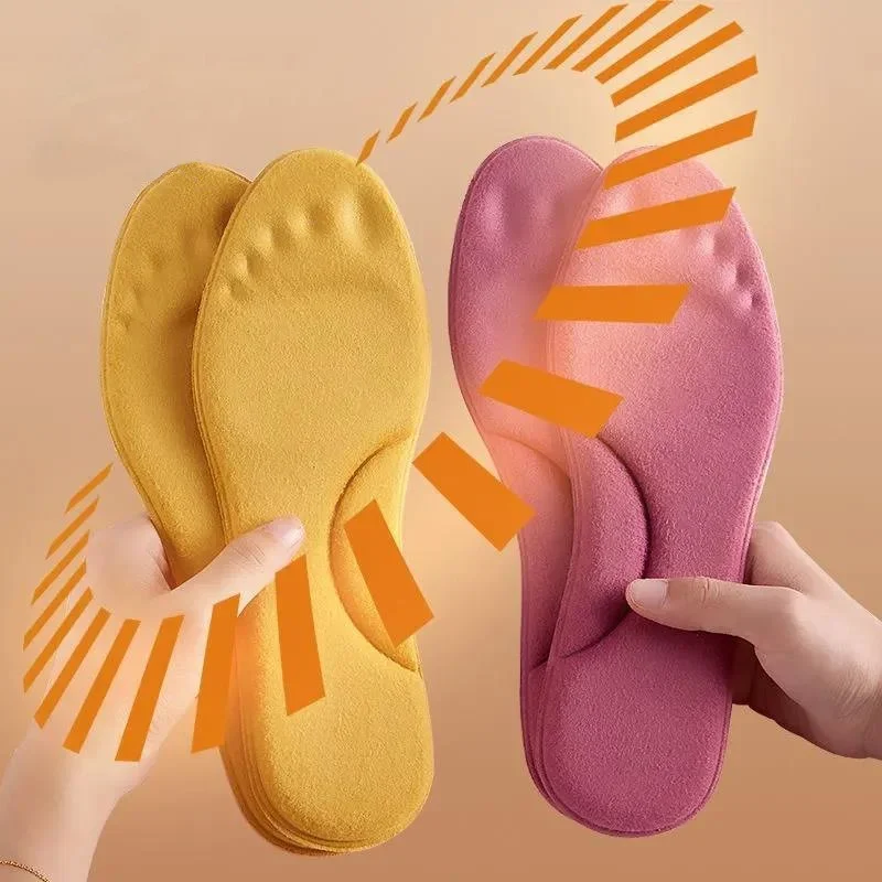 2pcs Warm Insoles Sweat-absorbent Breathable Plush Thickening Plush Super Soft Cotton Pad Rfor Men and Women Sports Insoles