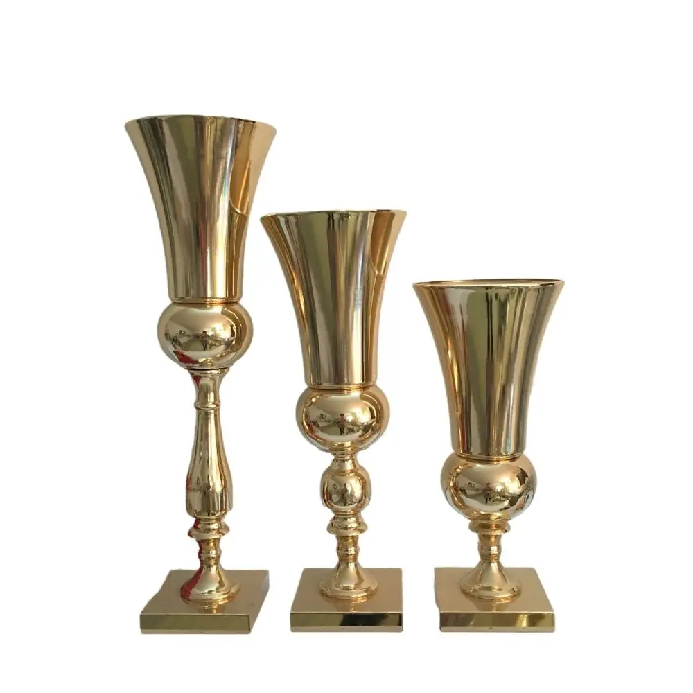 

10PCS/LOT Vases Wedding Table Flower Vase Centerpieces Event Road Lead Gold / Silver Metal Vases Party Decoration Flower Holders