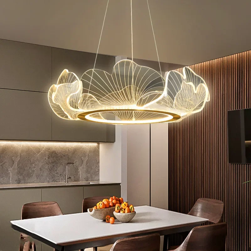 

Postmodern Luxury Pendant Chandelier Light Dimmable Nordic Minimalist Living Dining Room Bedroom Lotus Leaf Led Hanging Lamp