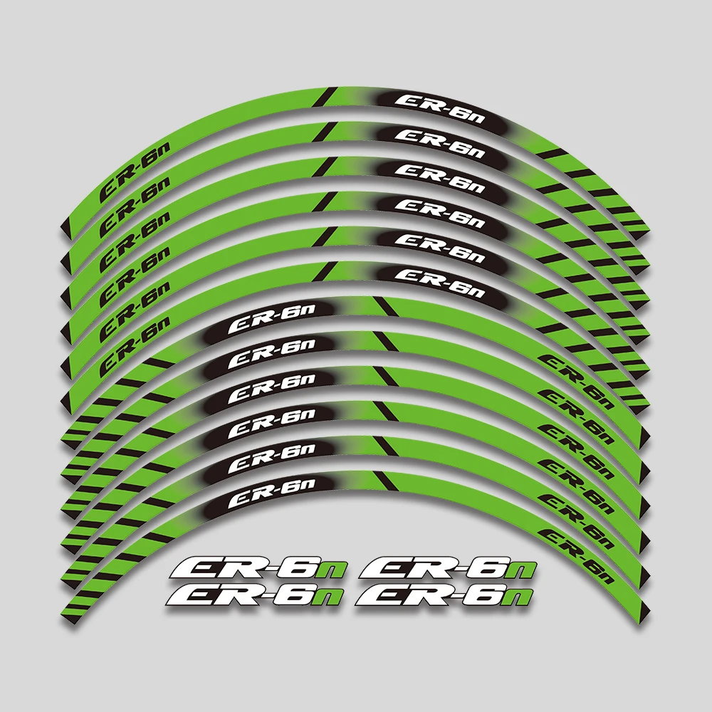 17inch New Motorcycle Accessories Sticker Rim Tire Decals Wheel Hub Reflective Stripe Tape Set For Kawasaki ER 6n ER6n er-6n