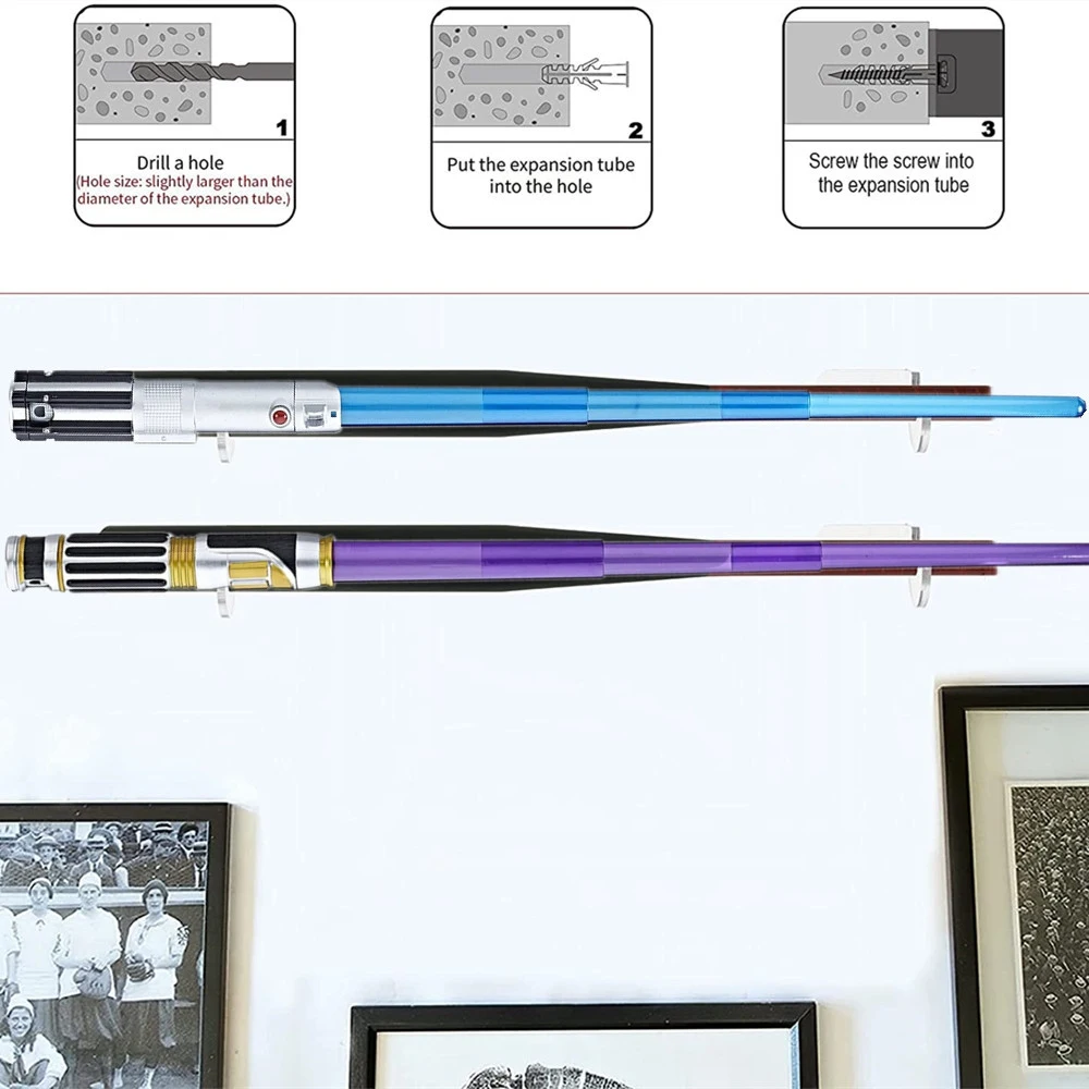 4Pairs Lightsaber Horizontal Wall Rack for Museum Holder Lightsaber Holder for Star War Hook Up