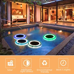 RGB Solar LED Water Float Light Outdoor IP68 Waterproof Smart Lamp Control Sensor Pool Lights For Swimming Pools Garden Lighting