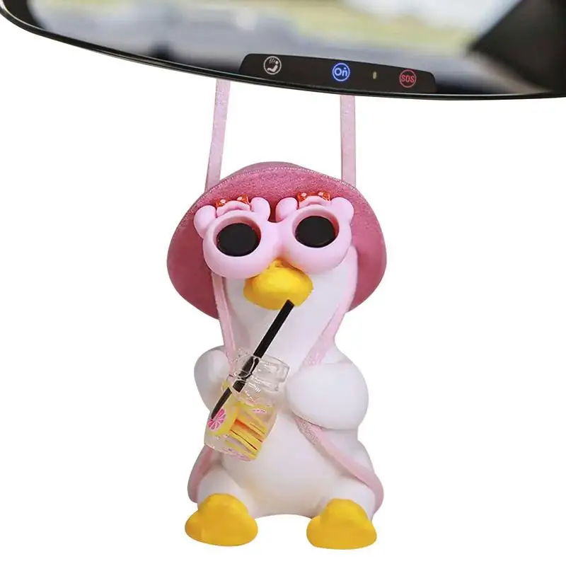 

Car Pendant Cute Anime Little Duck Swing Auto Rearview Mirror Hanging Ornaments Interior Decoration Accessories For Girls Gifts