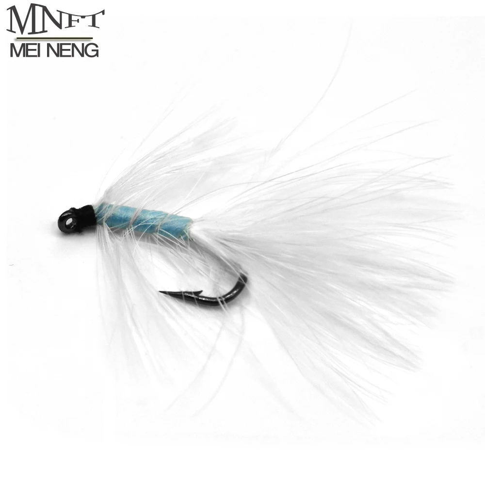 MNFT 6PCS 6# Blue Body White Tail Fly Fishing Lures Freshwater Streamer Minnow Fish Flies Lure