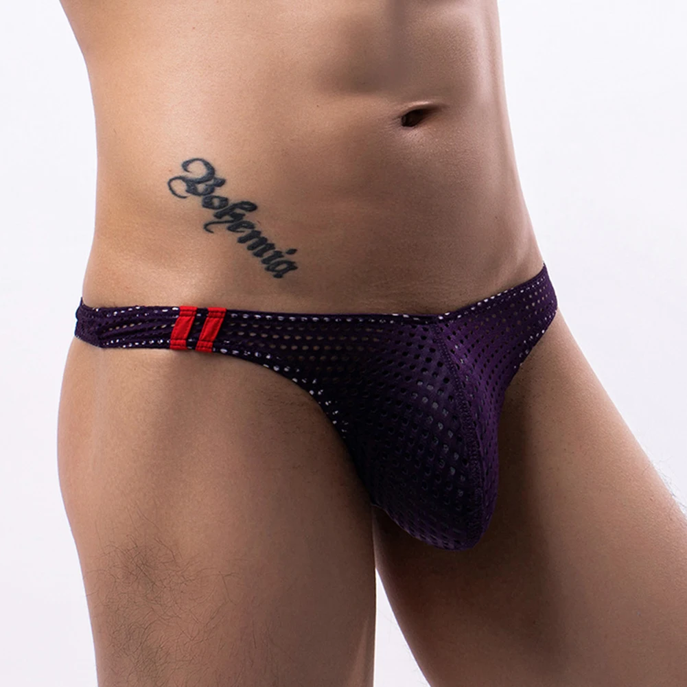 

Men's Sexy Pouch Thongs Mesh Swim Low Rise Bikini Briefs Underwear Panties