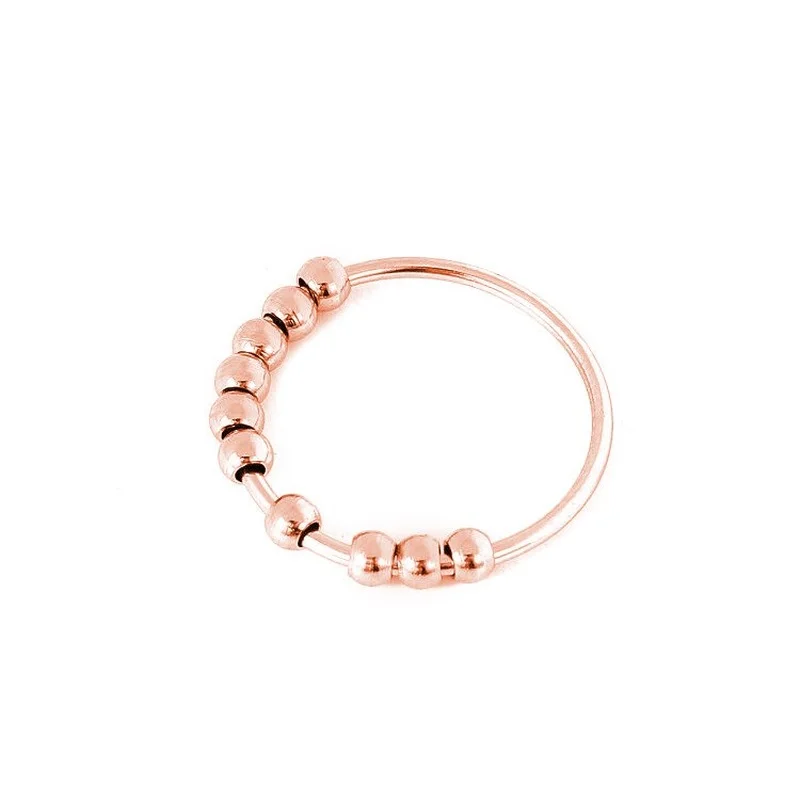 Stainless Steel Ring Finger Ring Fidget Spinner Ring Anti Stress Anxiety Stainless Steel Beads Ring Fidget Rotate Freely Spinner Toy for Girl Women