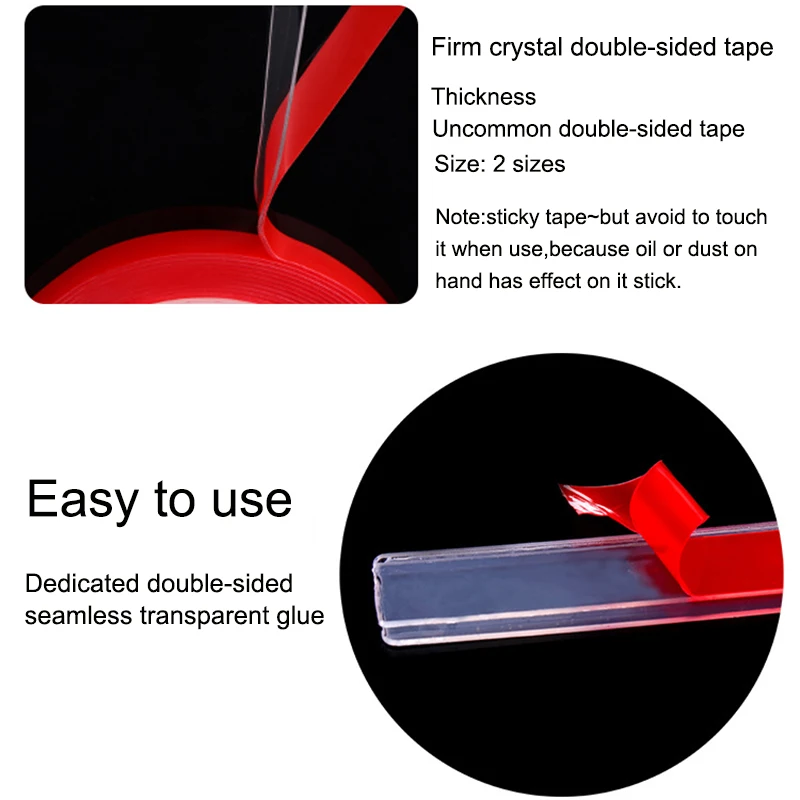 Length 3M/10M Strong Transparent Acrylic Foam Adhesive Tape Double Sided Silicone Nail Sticker Tape Glue No Traces Nail Tool