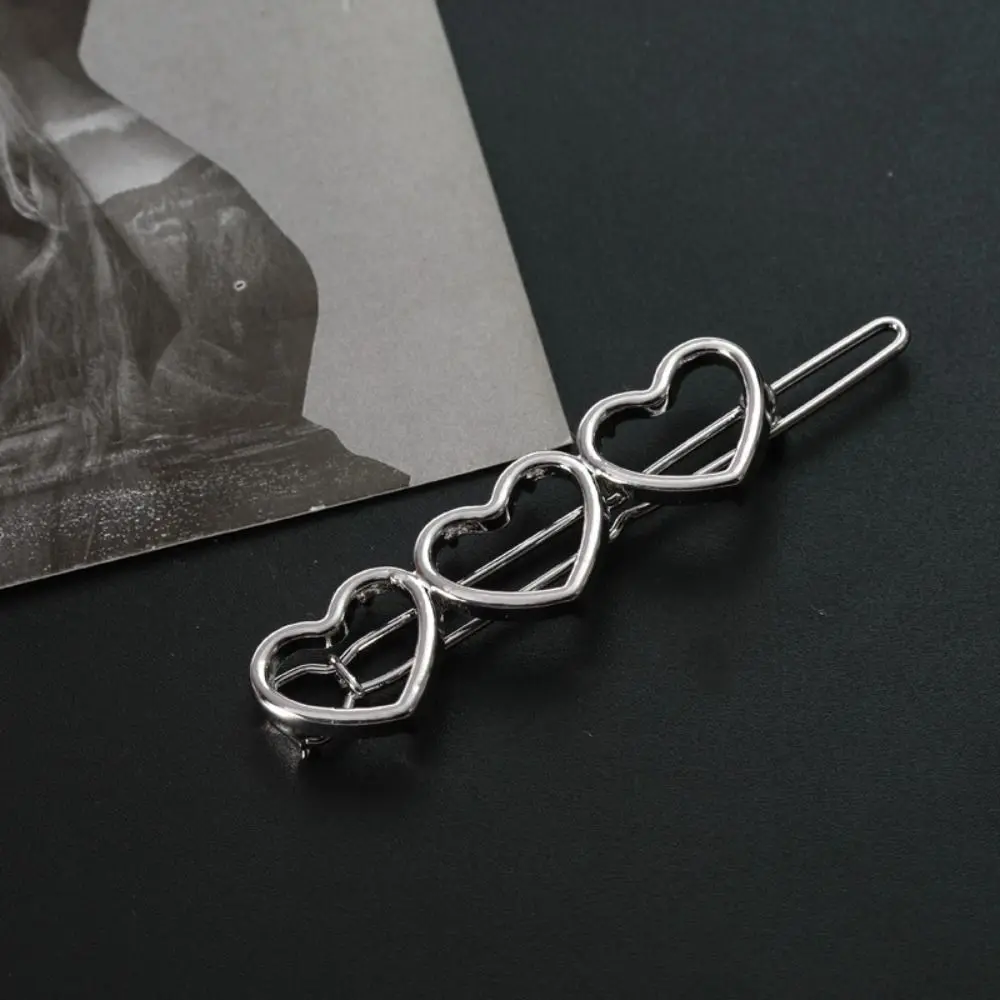 

2PCS Hair Styling Accessories Hollow Love Heart Hairpin Gift Metal Side Clips Geometric Hairpin Girls