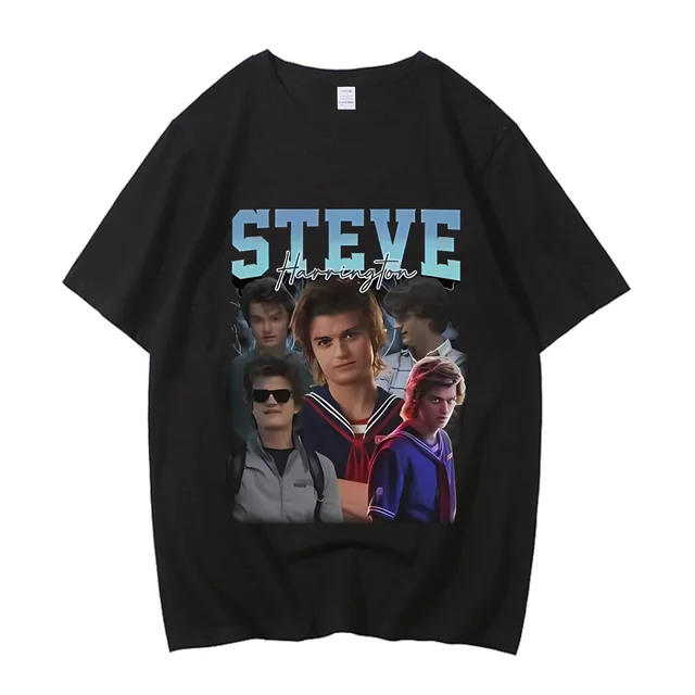 Steve Harrington T Shirt Men Women Fashion Cartoon Short Sleeve Tshirt High Quality Cotton T-shirts Movie Club Streetwear 1