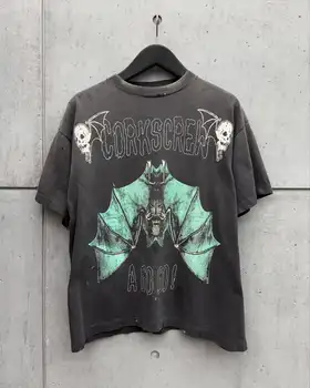 T-shirt grafiche stile hip-hop urbano Y2k per uomo e donna T-shirt grafiche nere a maniche corte casual da strada T-shirt autunno inverno con stampa divertente 1