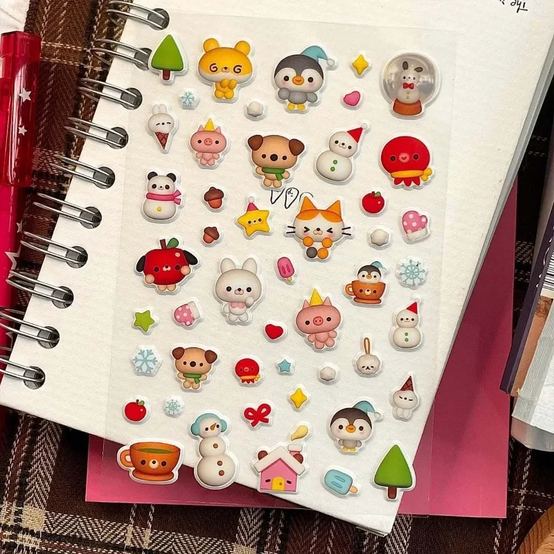 Cute 3D PET Foam Stickers Kawaii Cartoon Japan Retro Style for Students Scrapbook Journal DIY Phone Case Decoration Stamping