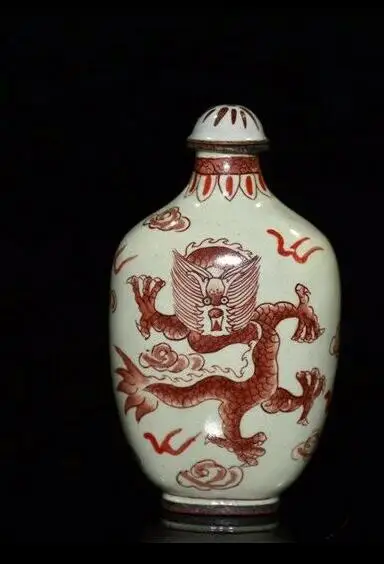 

Изысканная старая китайская медная эмалированная ручная роспись Дракон табак бутылка 69102