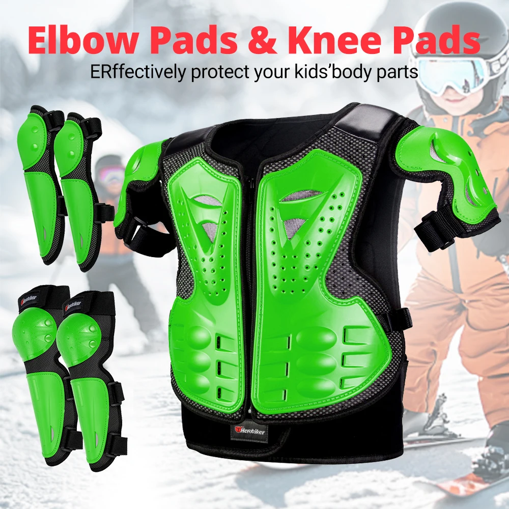 Kids Motorcycle Armor Suit Dirt Bike Gear Chest Protector Motocross for Kids Chest Protective Gear with Elbow Knee Pads Guards