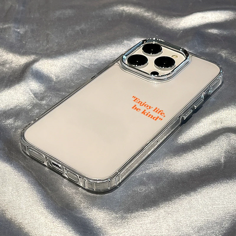 Minimalist Orange Red Text Printed Phone Case - Vibrant Clear Protective Cover