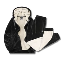 Winter Tracksuit Men Thick Warm Lamb Woolen Fleece Plus Size Hooded 2 Piece Set Jacket+pants Sportswear Casual Sweat Suits 8xl 2