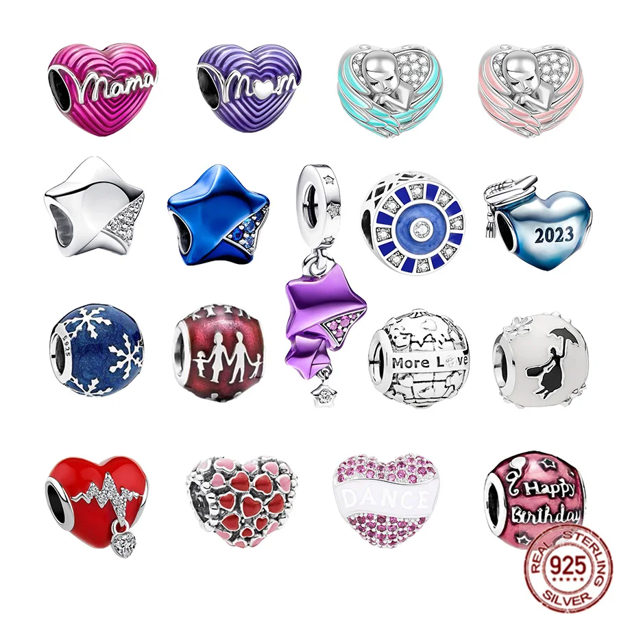 

Colourful 925 Sterling Silver Sleeping Baby Wrapped & Radiating Love Mom Heart Charm Bead Fit Original Pandora Bracelet Jewelry