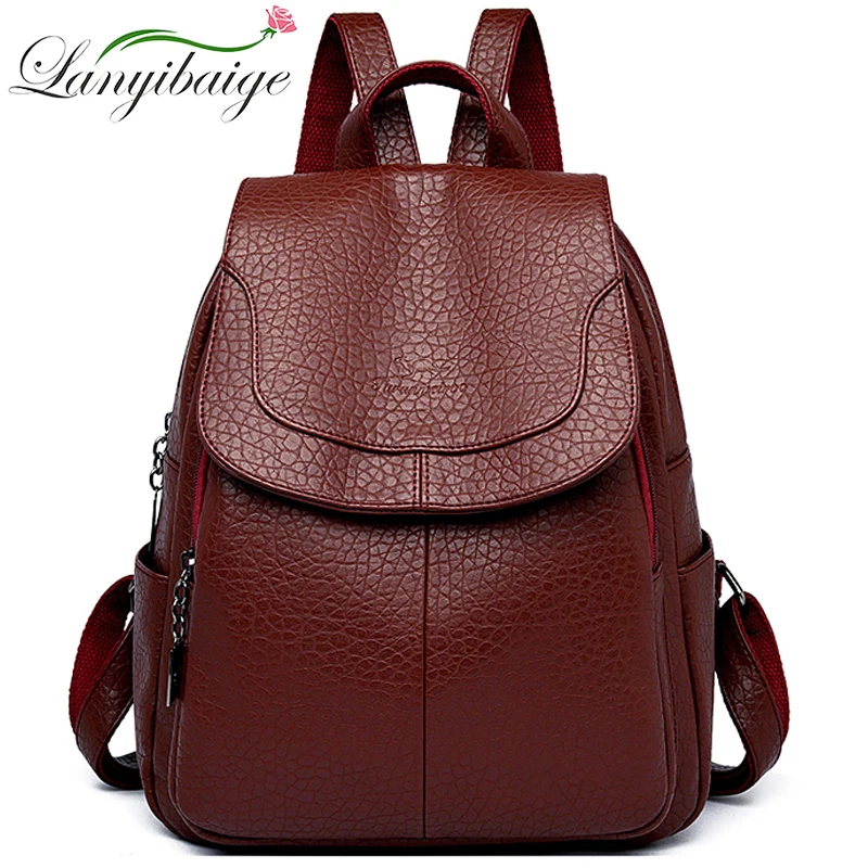 HighQualityGenuineLeatherWomenBackpackFashionLuxuryLadies