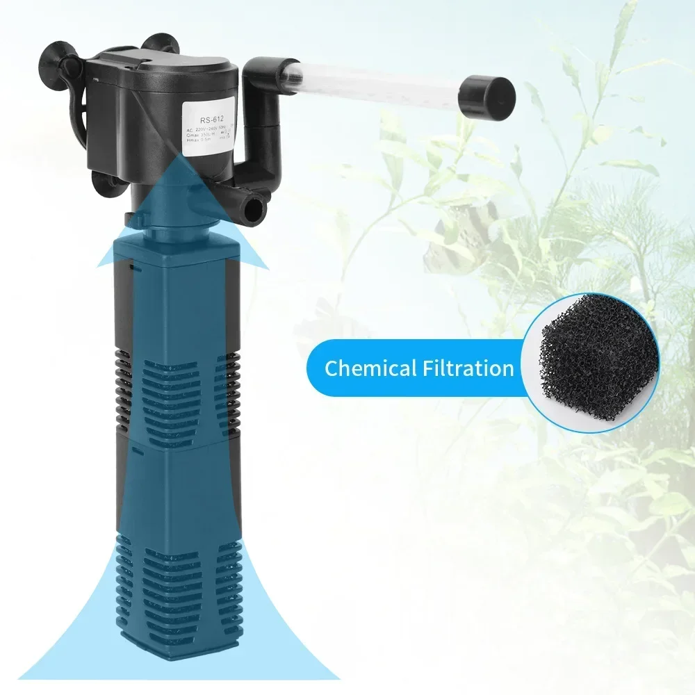 3 in 1 Oxygen Filter Aquarium Silent Aeration Pump for Fish Tank Filter Oxygen Submersible Water Purifier