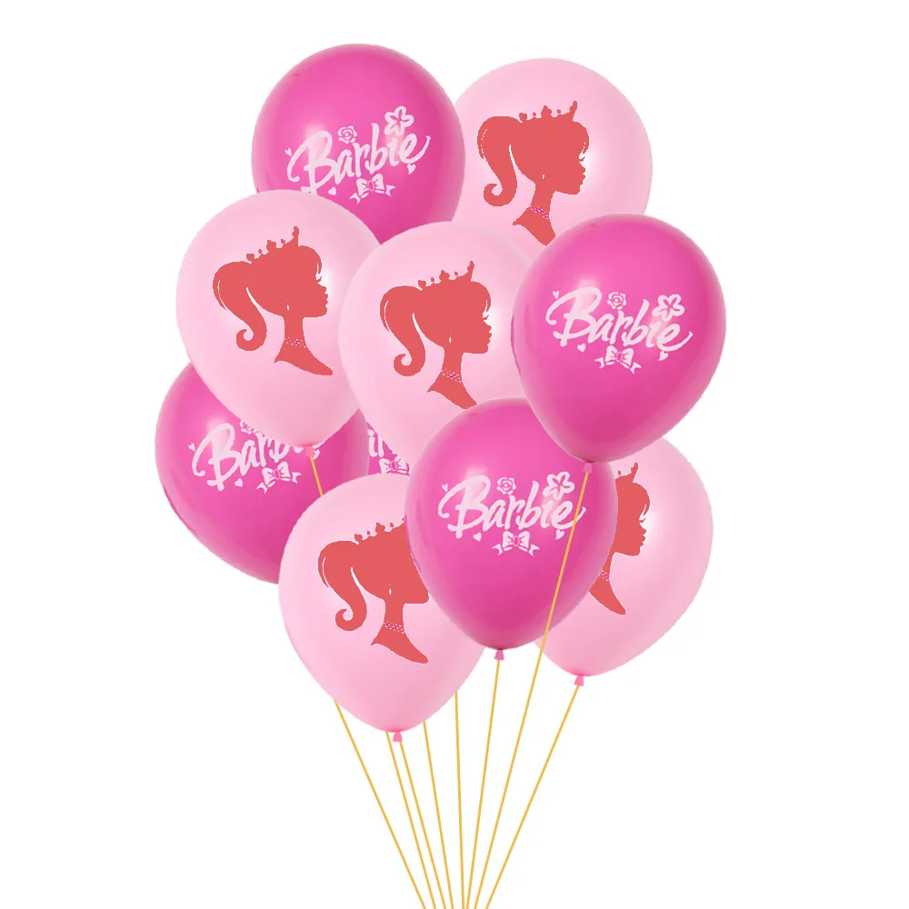Paquete 10 pzas globos de látex con diseño de barbie / 23457