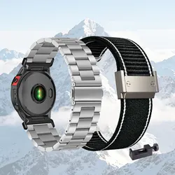Dual - Pack: Premium Metal and Nylon Band Set (Silver - Black)