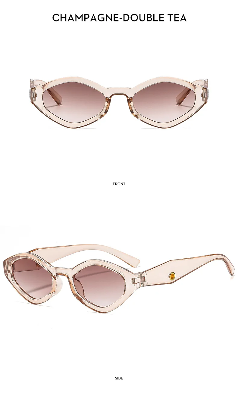2 stücke Mode Diamant Geformt frauen Sonnenbrille Vintage Kleine Rahmen Punk Hip-hop Polygonale Sonnenbrille Outdoor Reise Brillen – Detail 11