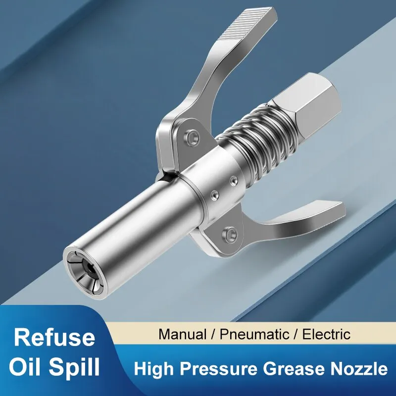 Hose Coupler 10000 PSI Grease Tool Heavy-Duty Quick Lock and Release Double Handle Stainless Steel NPTI/8 Leak-Free