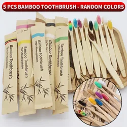 Eco - Friendly Bamboo Toothbrush Set - Biodegradable and Versatile (5PCS)
