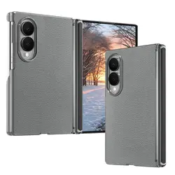 Premium Lychee Pattern Leather Magnetic Case with Trifold Hinge Protection and Shockproof Design - Samsung Galaxy Z TriFold (GRAY)