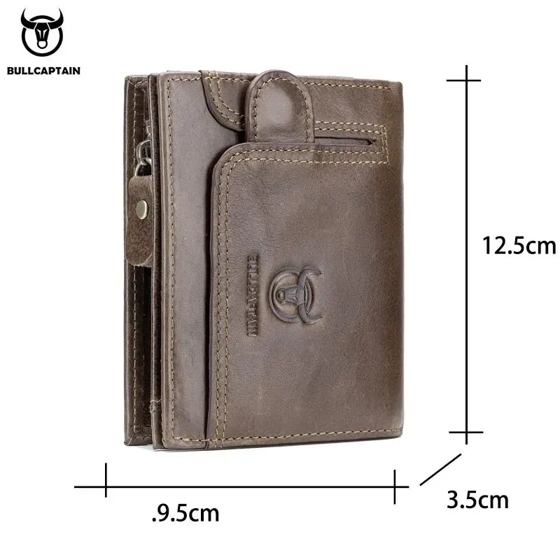 BULLCAPTAIN Men RFID Blocking Leather Wallet