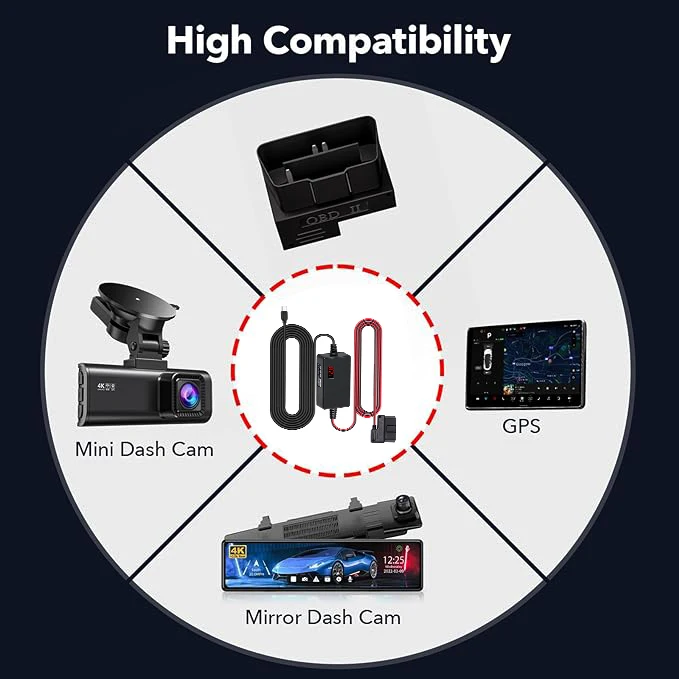 70mai-Dash cam a510,bdハードワイヤーキット,電源ケーブル,タイプC