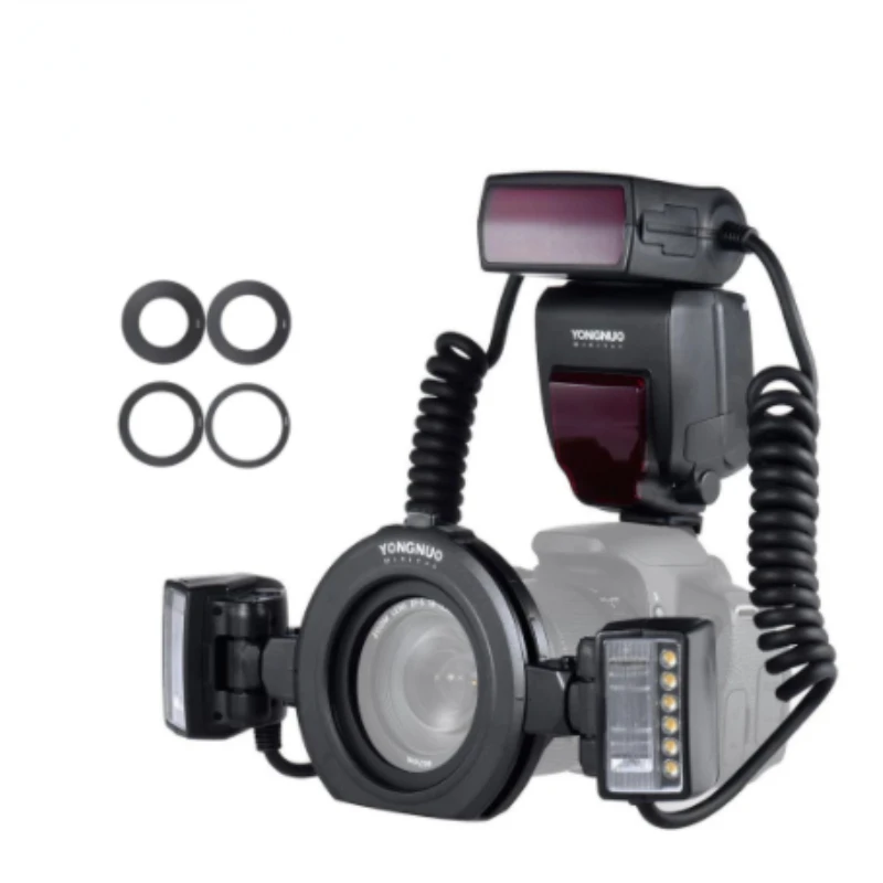 Yn24 Ex E-Ttl Twin Lite Macro Ring Flash Speedlite Per Fotocamere Canon Con Doppia Testa Flash 4 Pezzi Anelli Adattatori