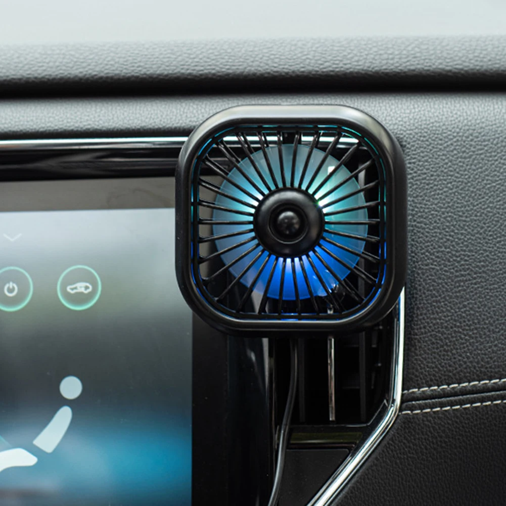 New Car Air Outlet Fan Usb Creative Dazzle Little Fan Car Light Small Auto Cooling for Rear Seat of Automobile Accessories