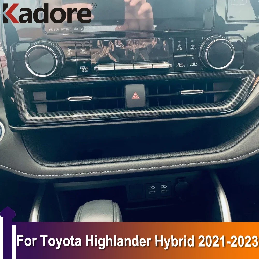 

Для Toyota Highlander Hybrid 2021 2022 2023 Центральная решетка вентиляционного отверстия отделочная рамка аксессуары для салона автомобиля ABS углеродное волокно