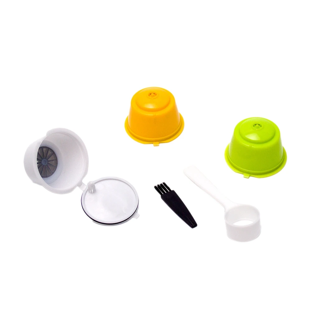 3 Pcs Coffee Capsules Refillable Coffee Capsules Pods Reusable Universal Filter with Spoon Brush for Dolce Gusto A HOT