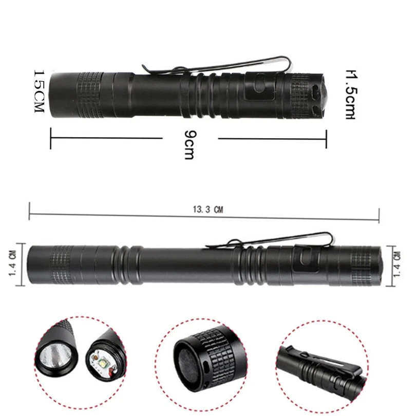 Portable Led Flashlight Pen Ultralight Repair Checking Mini Pocket Torch With Clip For Camping Hiking Emergency Lighting small led torch